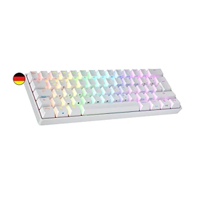 Abbildung von Ranked S60 Supernova Mechanische 60 Prozent Tastatur Hotswap Gaming Keyboard 62 Programmierbare Tasten mit RGB Beleuchtung PC/Mac Gamer ISO DE QWERTZ (Weiß, Gateron Optical Brown)