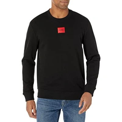 Abbildung von HUGO Herren Regular Fit Square Logo Jersey Sweatshirt Pullover, Schwarz, Large