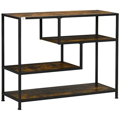 Abbildung von HOMCOM Konsolentisch Standregal mit Kippschutz, Sofatisch im Industriedesign (Beistelltisch, 1 St., Flurtisch), Stahl, 99.6 x 33.6 74 cm