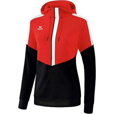 Abbildung von Erima Damen Squad Kapuzensweat, Rot/Schwarz/Weiß, 34