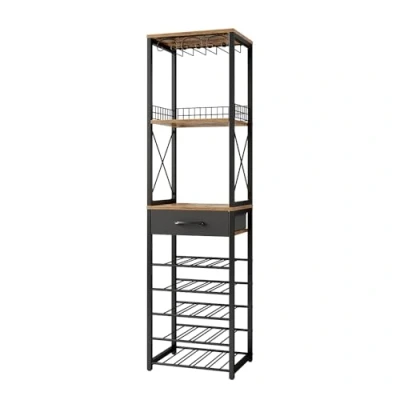 Abbildung von Vicco Weinregal Porto, Eiche rustikal, 40 x 147.5 cm mit Schublade