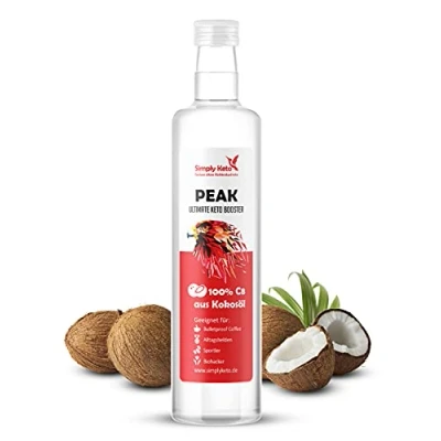 Abbildung von Simply Keto Peak C8 Öl MCT auf Kokosöl Basis 100% Caprylsäure Vegan &amp; Palmölfrei Geschmacksneutral Optimal für ketogene Ernährung Bulletproof Coffee 500ml