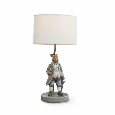 Abbildung von Loberon Tischlampe Cerni, außergewöhnliches Design, verspielte Nostalgie, Osterhase als Lampenfuß, Osterdeko, Ostern, Tischleuchte, Polyresin, Polyester, grau/Creme