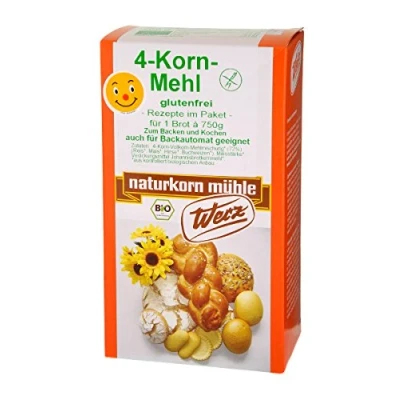 Abbildung von Werz 4 Korn Vollkorn Mehl glutenfrei, 2er Pack (2 x 500 g Karton) Bio
