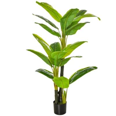 Abbildung von Kunstpflanze künstliche Pflanze mit Bananenbaum Design, HOMCOM