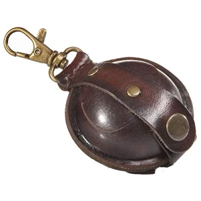 Abbildung von MIKA 28071102 Mini Schlüsselanhänger aus Echt Leder/Sattelleder, Geldbörse als Schlüsseletui mit Münzfach Druckknopf, Schlüsselbörse für Kleingeld in braun, Schlüsseltasche Ø ca. 5 cm