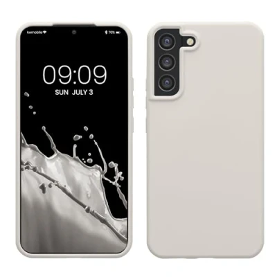Abbildung von kwmobile Hülle kompatibel mit Samsung Galaxy S22 Plus Silikon Handy Case Handyhülle weiche Oberfläche kabelloses Laden Weiß matt