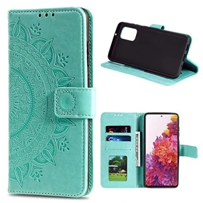 Abbildung von CoverKingz Handy Hülle kompatibel mit Samsung Galaxy S20 FE [6,5 Zoll] Handyhülle Kartenfach Bookcover Case Tasche klappbar Motiv Mandala Grün