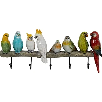 Abbildung von Kare Design Wandgarderobe Exotic Birds, Mehrfarbig, Wandgarderobe, Stahl Haken, 5 24x54x7 cm (H/B/T)