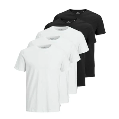 Abbildung von JACK &amp; JONES Herren JJEORGANIC Basic Tee SS O Neck 5PK T Shirt, Kurzarm, 2xBlack+3xWhite, XS