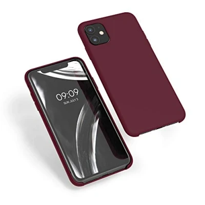 Abbildung von kwmobile Hülle kompatibel mit Apple iPhone 11 Silikon Handy Case Handyhülle weiche Oberfläche kabelloses Laden Rhabarber Rot