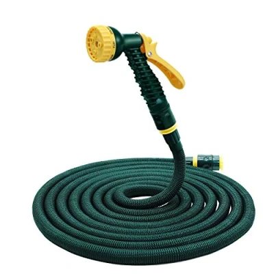 Abbildung von HERZO 15M Gartenschlauch Ausziehbar Wasserschlauch Flexibler expandierender Zauberschlauch mit 7 Einstellungen Multifunktionale Spritzwasserpistole 50FT