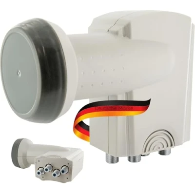 Abbildung von SCHWAIGER SPS6544H 531 Quad LNB Low Noise Blockconverter digital hitzebeständig Kappe Satellitenschüssel Zubehör Direktanschluss Wetterschutz hellgrau