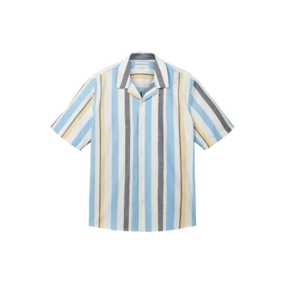 Abbildung von TOM Tailor Gestreiftes Kurzarm Hemd, Herren, Größe: XXL, Blue multicolor big stripe