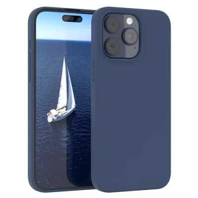 Abbildung von EAZY CASE Premium Silikon Handyhülle kompatibel mit iPhone 15 Pro Max Slimcover Kameraschutz und Innenfutter, Silikonhülle, Schutzhülle, Bumper, Handy Case, Hülle, Softcase, Dunkel Blau