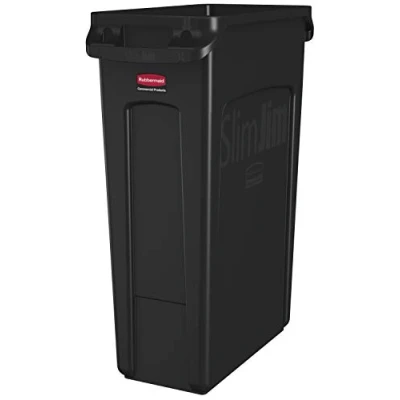 Abbildung von Rubbermaid Slim Jim Behälter mit Belüftungskanälen, 87 l, Schwarz