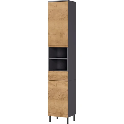Abbildung von GERMANIA Hochschrank &quot;Scantic&quot;, Breite 34 cm, Badezimmerschrank, 2 Türen, 1 Schubkasten, Fächer