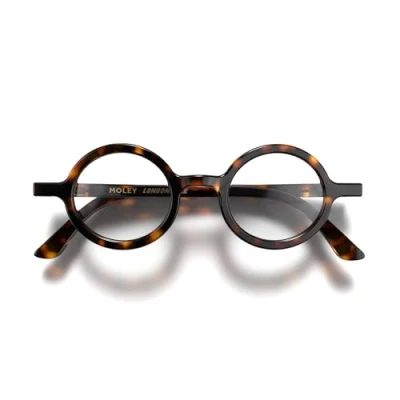 Abbildung von LONDON MOLE Brillen Moley Lesebrille Runde Coole Leser Stilvolle Herren Damen Unisex Federscharniere Glänzendes braunes Schildpatt + 3,0 Vergrößerung