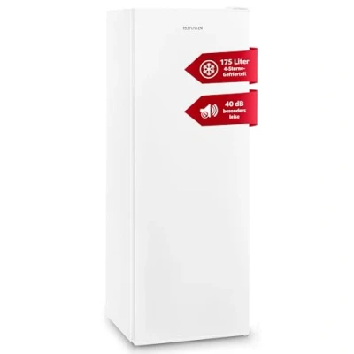 Abbildung von Telefunken Gefrierschrank F GS 145 E W, 145.5 cm hoch, 54 breit, 175 Liter Nutzinhalt, großer Tiefkühlschrank, Freezer, freistehend