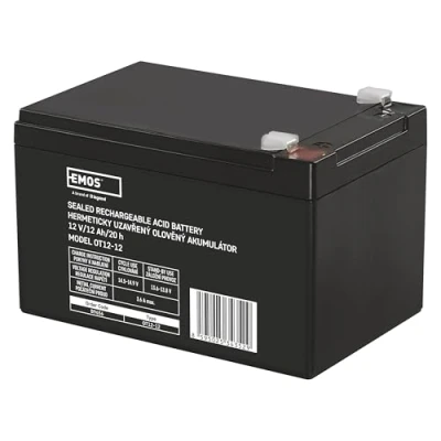 Abbildung von EMOS Wartungsfreier Bleiakku/Bleiakkumulator für Gefahrmeldeanlagen, Brandmeldetechnik, USV, Aufzüge, 12V, 12 Ah