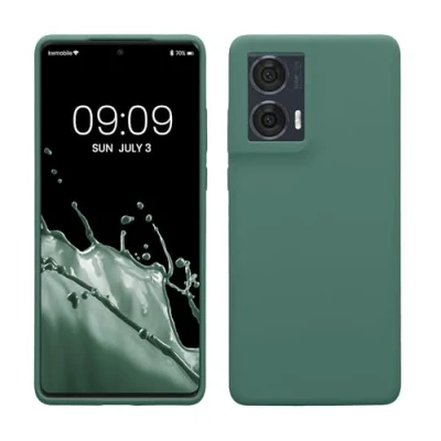 Abbildung von kwmobile Hülle kompatibel mit Motorola Edge 50 Fusion Silikon Handy Case Handyhülle weiche Oberfläche kabelloses Laden Tannengrün