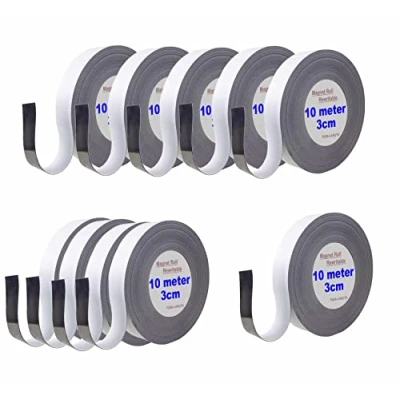 Abbildung von TUKA 100m x 30mm 1mm Magnetband Wiederbeschreibbar, Kennzeichnungsband für Lagerkennzeichen, Whiteboard, Kühlschrank, Magnettafeln usw. Beschreibbar Abwichbar Zuschneidbar, 10x10m Weiß TKD9046