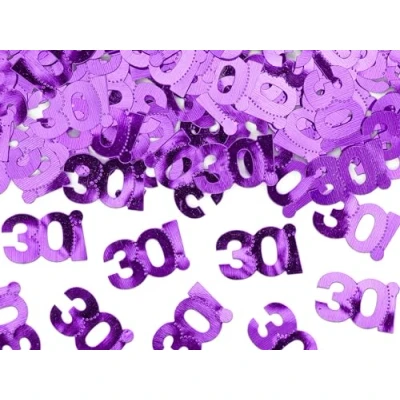 Abbildung von PartyDeco Konfetti Zahl 30 2x1cm 15g Zahlenkonfetti für Geburtstag Jubiläum Perlenhochzeit Streudeko Tischkonfetti Tischdeko Confetti Lila