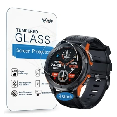 Abbildung von Frgnie Schutzfolie Kompatibel für OUKITEL BT10 Smartwatch 1,43&quot; (3 Stück) 9H Härte Gehärtetes Glas Displayschutzfolie