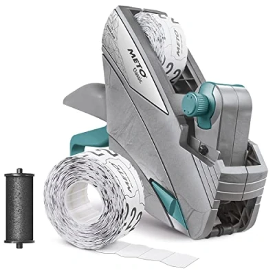 Abbildung von METO Classic S Preisauszeichner Set Preis, Datum, MHD (1 zeilig, 10 stellig für 26 x 12 mm Etiketten, sofort einsatzbereit) , 1x Handauszeichner