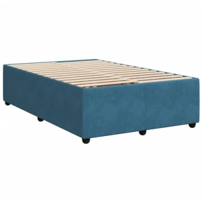 Abbildung von vidaXL Bettgestell, Polsterbett Bett für Schlafzimmer, Bettrahmen mit Lattenrost, Doppelbett Schlafzimmerbett, Blau 120x190cm Samt