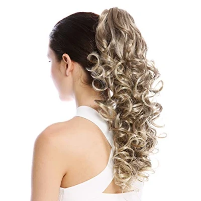 Abbildung von WIG ME UP N956 V 18T22 Haarteil Zopf Pferdeschwanz Locken lockig voluminös Steckkämme lang 50 cm Goldbraun Hellblond Gesträhnt