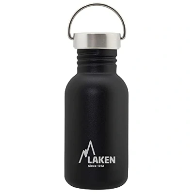 Abbildung von Laken Basic Edelstahlflasche, Trinkflasche Weite Öffnung mit Edelstah Schraubverschluss, BPA frei 0,5L, Schwarz
