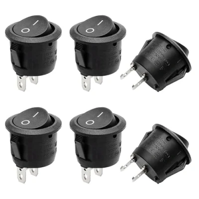 Abbildung von Kryzulax 6 Stück 12V Kippschalter,Kippschalter Rund,Mini 2 Polig Wippschalter,2 EIN/AUS SPST Switch 10 A/125V,6 A/250V,Für Lichtschalter Wohnmobil Auto Motorrad Truck Jeep Off Road Boat Marine