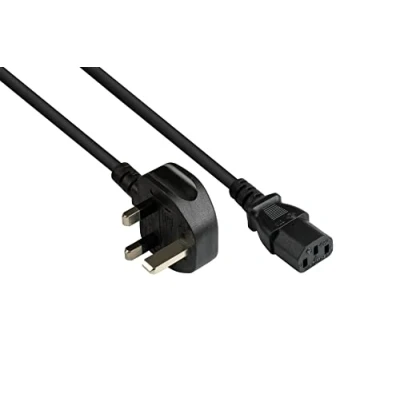 Abbildung von Good Connections P7030 S030 Netzkabel, 3 m, Netz Stecker Typ G (BS 1363) an C13 (gerade), 10A Sicherung, ASTA zertifiziert, 1,00 mm² Schwarz