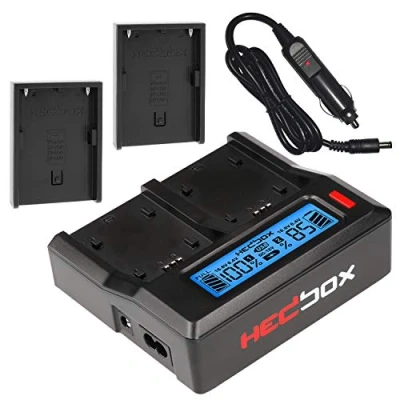 Abbildung von Hedbox RP DC50/DBPU 2 Fach Ladegerät mit LCD für Sony BP U30, U60, U90, und HED BP75D, BP95D Akkus
