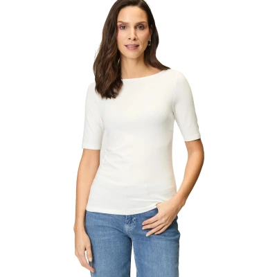 Abbildung von zero MIT Ubootausschnitt Tshirt basic, Damen, Größe: 34, Offwhite