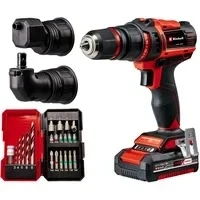 Abbildung von Einhell Akku Bohrschrauber &quot;TE CD 18/45 3X Li +22&quot;, Power X Change, inkl. 18V/2,0Ah, Ladegerät, 2 Aufsätze, Bohrer