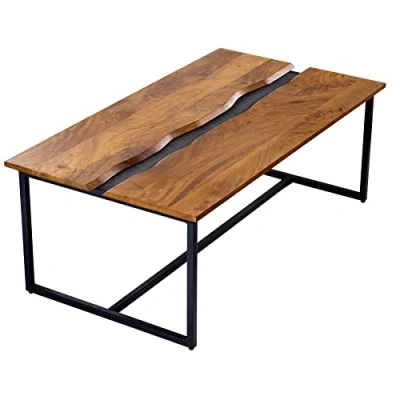 Abbildung von riess ambiente Couchtisch AMAZONAS 110cm natur / schwarz (Einzelartikel, 1 St), Wohnzimmer · Massivholz Metall Baumkante