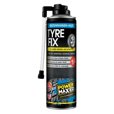 Abbildung von POWERMAXED TYRE FIX 500ml Schnelle Reifenpannen Hilfe bis 18 Zoll Reifendichtmittel Reifenreparatur Set