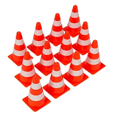 Abbildung von Bramble 12er Set Pylonen 23 cm Orange Weiß Sportkegel Verkehrshütchen Markierungskegel Auch als Spielkegel für Kinder