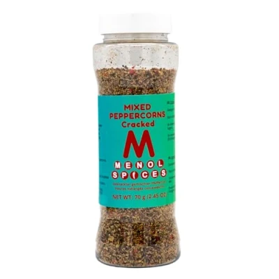 Abbildung von Menol Spices Grob zerstoßene gemischte Pfefferkörner 70g in Streuerflasche Gourmetqualität