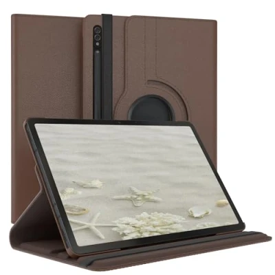 Abbildung von EAZY Case Tablet Hülle für Samsung Galaxy Tab S7 / S8 Schutzhülle 11 Zoll Smart Cover Rotationcase zum Aufstellen Klapphülle 360 drehbar mit Standfunktion Tasche Kunstleder Braun