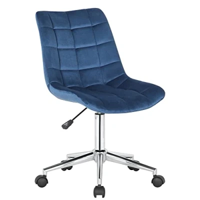 Abbildung von CLP Bürostuhl Medford Samt I Drehstuhl Für Home Office Schreibtischstuhl Höhenverstellbar Mit Drehfunktion, Metallgestell Und Rollen, Farbe:blau