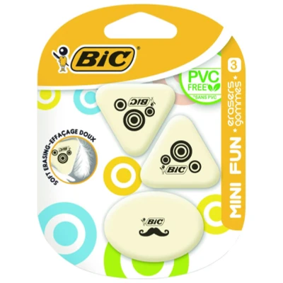 Abbildung von BIC Radierer Mini Fun aus synthetischem Kautschuk, Blister à 3 Stück