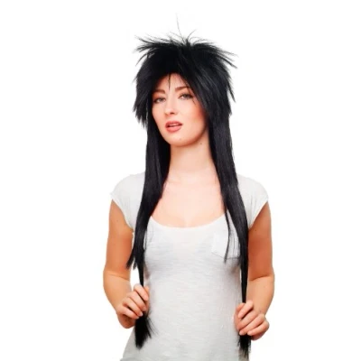 Abbildung von WIG ME UP 9666 1B Perücke schwarz 80er Jahre Glam Rock lang Vokuhila Punk