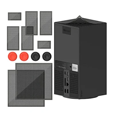 Abbildung von Staubdichte Abdeckung die für Xbox Series X Konsole, Staubfilter Abdeckungskit Zubehör, kompatibel mit dem Controller (Two Sets of dust Proof nets + Two Pairs Rocker caps)