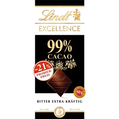 Abbildung von Lindt Schokolade EXCELLENCE 99 % Kakao, Promotion 50 g Tafel Extra kräftige Bitter Schokoladentafel Schokoladengeschenk