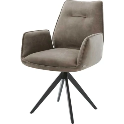 Abbildung von Drehstuhl Zoa Flex Taupe Vintage Kreuzgestell kantig Schwarz 180 drehbar
