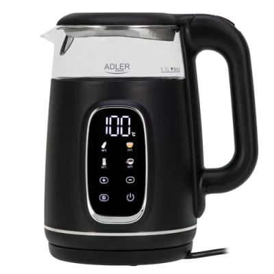 Abbildung von Adler Wasserkocher mit Temperatureinstellung 2200W Wasser Kocher 1,7L LED Display und Touchpanel 5 Temperaturprogramme Warmhaltefunktion Filter