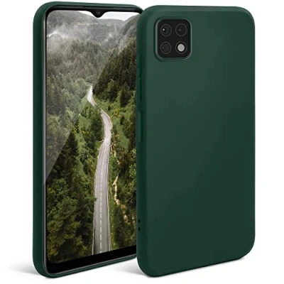 Abbildung von Moozy Minimalist Series Silikon Hülle für Samsung A22 5G, Dunkelgrün Mattes Finish, Dünne, Leichte, Weiche TPU Handyhülle Schutzhülle Case Cover